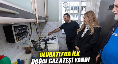 Ulubatlı'da ilk doğal gaz ateşi yandı