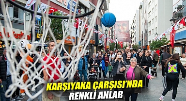 Karşıyaka Çarşısı'nda renkli anlar: Hergele Meydanı'na basketbol potası kuruldu