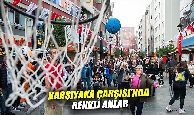 Karşıyaka Çarşısı'nda renkli anlar: Hergele Meydanı'na basketbol potası kuruldu