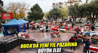 Buca'da yeni yıl pazarına büyük ilgi