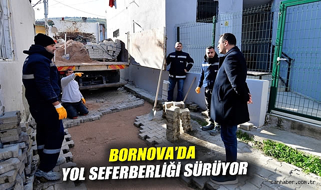 Bornova'da yol seferberliği sürüyor