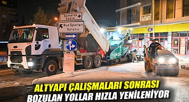 Altyapı çalışmaları sonrası bozulan yollar hızla yenileniyor