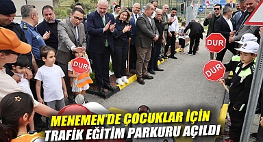 Menemen'de çocuklar için trafik eğitim parkuru açıldı