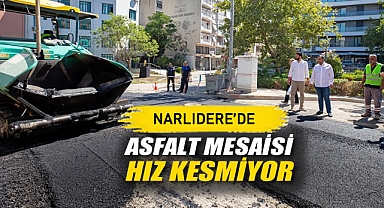 Narlıdere'de Asfalt Mesaisi Hız Kesmiyor